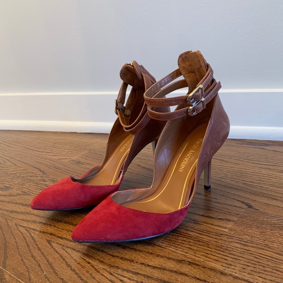 Enzo Angiolini Shoes - Enzo Angiolini Leather and Red Suede Heels
